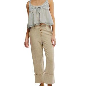 Free People Parkway Cuffed Trousers Women's Size 10 Natural Combo NWT
